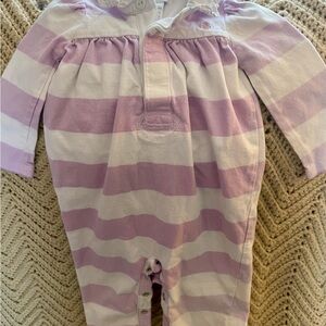 Ralph Lauren Lavender and White Striped Kids Footie